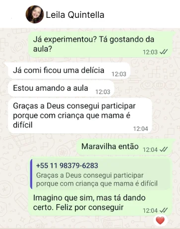 Print de WhatsApp da conversa com Leila Quintella