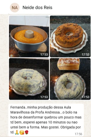 Print de WhatsApp da Neide mostrando 4 bolos formigueiro sem glúten