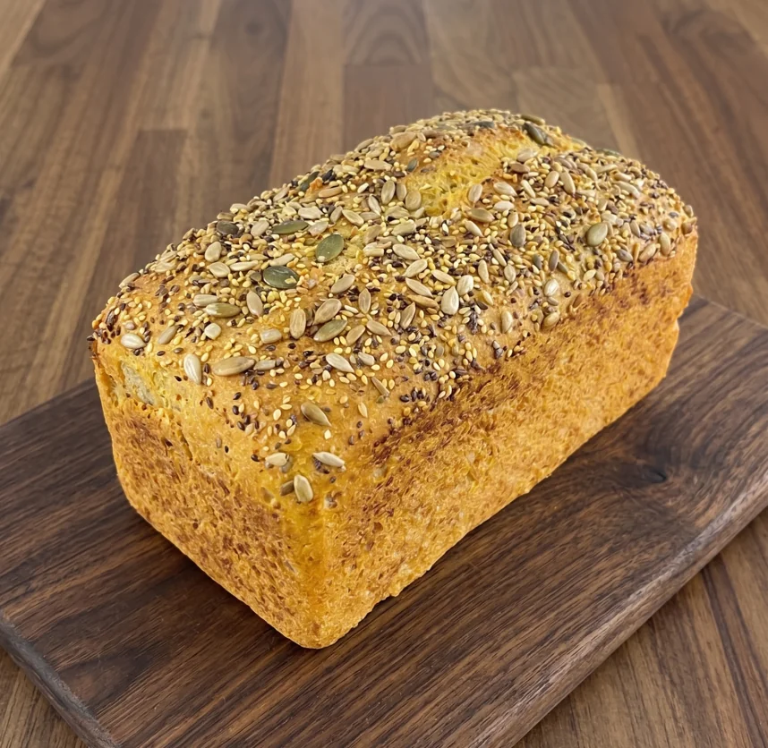 Pão com Grãos Artesanal sem glúten douradinho